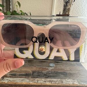 Quay Australia Hyped Up Rectangular Pink Sunglasses